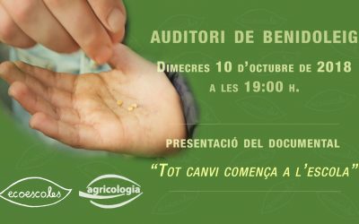 Presentación del documental “Tot canvi comença a l’escola”. 10 de octubre a las 19h. Auditorio Municipal.